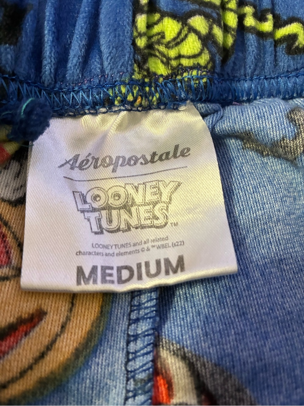 Aeropostale Looney Tunes Pajama Bottoms Blue with Yellow Accents